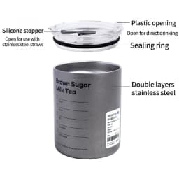 Portable 600ml Thermos Cup 304 Stainless Steel Coffee Mug Thermal Leak-proof Water Bottle with Straw Insulated Bottle Drinkware