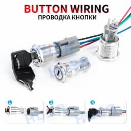 16/19/22mm with key Metal Rotary Push Button Switch 2/3 position self-locking self-reset retaining type LED NO/NC ON OFF 5color