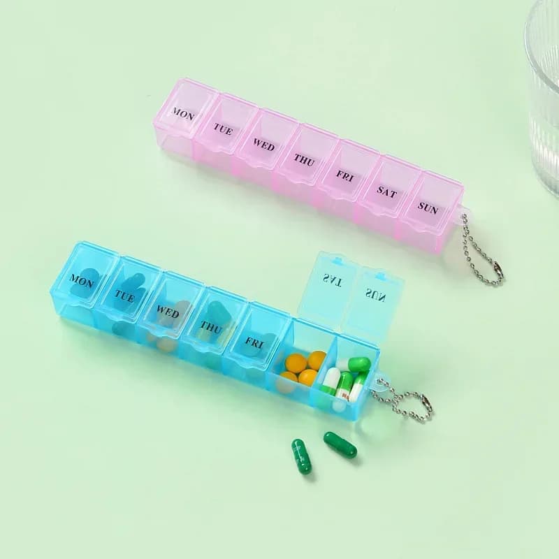 Mini Pill Case Box Organizer 7 Days Medicine Weekly Tablet Holder Storage Container for Vitamin Fish Oils
