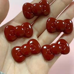 10pcs Kawaii Pink Dot Bow DIY Cartoon Glossy Resin Accessories Parts Hair Clips Phone Case Water Cup Nail Art Decoration Charm