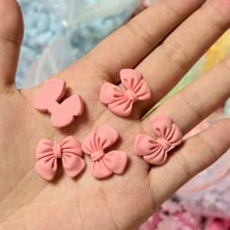 10pcs Kawaii Pink Dot Bow DIY Cartoon Glossy Resin Accessories Parts Hair Clips Phone Case Water Cup Nail Art Decoration Charm