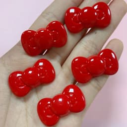 10pcs Kawaii Pink Dot Bow DIY Cartoon Glossy Resin Accessories Parts Hair Clips Phone Case Water Cup Nail Art Decoration Charm
