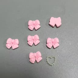 10pcs Kawaii Pink Dot Bow DIY Cartoon Glossy Resin Accessories Parts Hair Clips Phone Case Water Cup Nail Art Decoration Charm