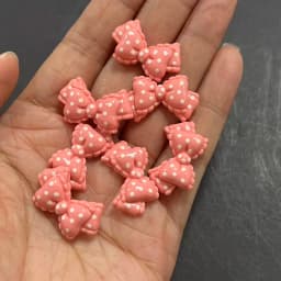 10pcs Kawaii Pink Dot Bow DIY Cartoon Glossy Resin Accessories Parts Hair Clips Phone Case Water Cup Nail Art Decoration Charm
