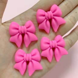 10pcs Kawaii Pink Dot Bow DIY Cartoon Glossy Resin Accessories Parts Hair Clips Phone Case Water Cup Nail Art Decoration Charm