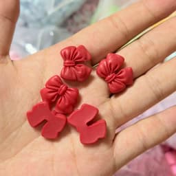 10pcs Kawaii Pink Dot Bow DIY Cartoon Glossy Resin Accessories Parts Hair Clips Phone Case Water Cup Nail Art Decoration Charm