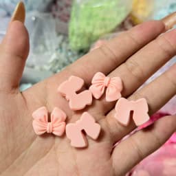 10pcs Kawaii Pink Dot Bow DIY Cartoon Glossy Resin Accessories Parts Hair Clips Phone Case Water Cup Nail Art Decoration Charm