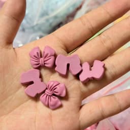 10pcs Kawaii Pink Dot Bow DIY Cartoon Glossy Resin Accessories Parts Hair Clips Phone Case Water Cup Nail Art Decoration Charm