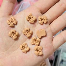 10pcs Kawaii Pink Dot Bow DIY Cartoon Glossy Resin Accessories Parts Hair Clips Phone Case Water Cup Nail Art Decoration Charm