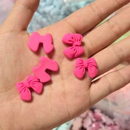 10pcs Kawaii Pink Dot Bow DIY Cartoon Glossy Resin Accessories Parts Hair Clips Phone Case Water Cup Nail Art Decoration Charm
