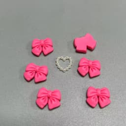 10pcs Kawaii Pink Dot Bow DIY Cartoon Glossy Resin Accessories Parts Hair Clips Phone Case Water Cup Nail Art Decoration Charm