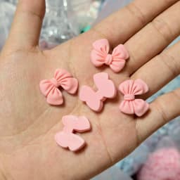 10pcs Kawaii Pink Dot Bow DIY Cartoon Glossy Resin Accessories Parts Hair Clips Phone Case Water Cup Nail Art Decoration Charm