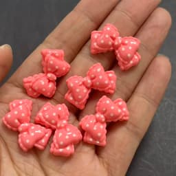 10pcs Kawaii Pink Dot Bow DIY Cartoon Glossy Resin Accessories Parts Hair Clips Phone Case Water Cup Nail Art Decoration Charm