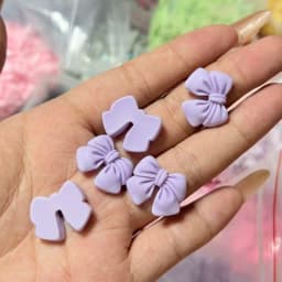 10pcs Kawaii Pink Dot Bow DIY Cartoon Glossy Resin Accessories Parts Hair Clips Phone Case Water Cup Nail Art Decoration Charm