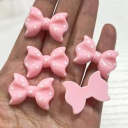 10pcs Kawaii Pink Dot Bow DIY Cartoon Glossy Resin Accessories Parts Hair Clips Phone Case Water Cup Nail Art Decoration Charm