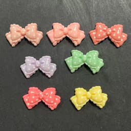 10pcs Kawaii Pink Dot Bow DIY Cartoon Glossy Resin Accessories Parts Hair Clips Phone Case Water Cup Nail Art Decoration Charm