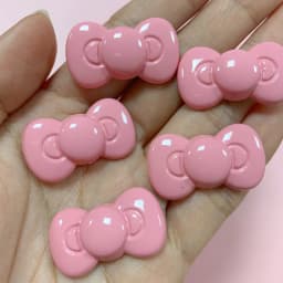 10pcs Kawaii Pink Dot Bow DIY Cartoon Glossy Resin Accessories Parts Hair Clips Phone Case Water Cup Nail Art Decoration Charm