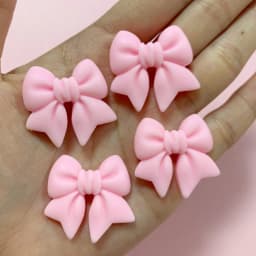 10pcs Kawaii Pink Dot Bow DIY Cartoon Glossy Resin Accessories Parts Hair Clips Phone Case Water Cup Nail Art Decoration Charm