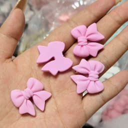 10pcs Kawaii Pink Dot Bow DIY Cartoon Glossy Resin Accessories Parts Hair Clips Phone Case Water Cup Nail Art Decoration Charm