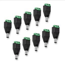 5 Pairs Male and Female Welding-Free DC Plug 5.5*2.1mm Welding-Free DC Female Head Green Terminal Monitoring Power Plug Push-But