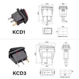 KCD1 KCD3 Waterproof 12V 24V 220V Light Button Switch Rocker Switch Red Blue Lamp 2/3 Pin SPST ON OFF Car Dashboard Boat Marine