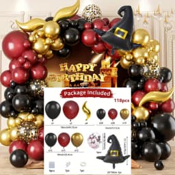 118PCS Magic School Balloon Flower Ring Arch Set, Magic School Theme Aluminum Film Balloon Birthday Decoration Magic Theme