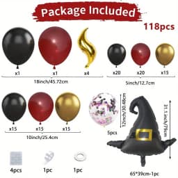 118PCS Magic School Balloon Flower Ring Arch Set, Magic School Theme Aluminum Film Balloon Birthday Decoration Magic Theme
