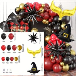 118PCS Magic School Balloon Flower Ring Arch Set, Magic School Theme Aluminum Film Balloon Birthday Decoration Magic Theme