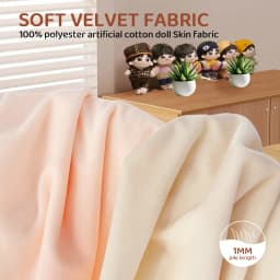 1mm Pile Length Plush Fabric For Sewing Doll Hair Polyester Eco-friendly Material Cotton Doll Skin Color Fabric Non Elastic
