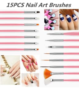 YIKOOLIN 31PCS Nail Art Brushes Nail Art Tool Set Double Ended Nail Dotting Tools Nail Dust Brush Acrylic Brush Manicure Tools