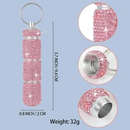 Bling Pill Case Portable Travel Pill Container Ins Rhinestone Waterproof Small Pill Holder with Keychain Cute Pill Storage Box