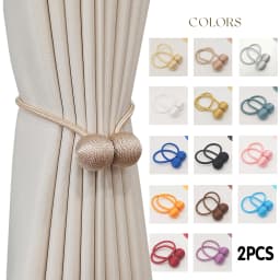 2pcs modern minimalist magnetic ball curtain tiebacks with thicker twisted cords can be styled at will,for bedrooms, living room