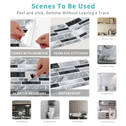 12/24/48pcs Peel And Stick Tile Sticker Self Adhesive Stick On Tile Backsplash For Kitchen Bathroom, Bedroom Decoration
