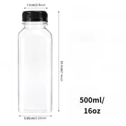16oz Leak-Proof Reusable Plastic Juice Bottles with Tamper-Resistant Black Lids - Perfect for Smoothies, Drinks Tea Dispensing