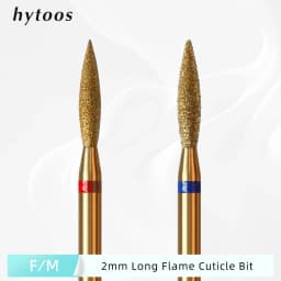 HYTOOS 2mm Long Flame Cuticle Clean Nail Drill Bit, Titanium Russian Diamond Nail Bits Dead Skin Nail Cleaner Accessories Tool