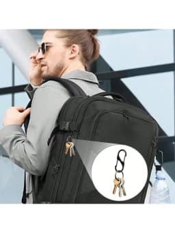 Zipper clip anti-theft device, 6-piece backpack zipper lock, dual spring S-hook loop zipper clip anti-theft device (black)
