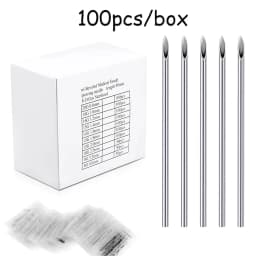 Blue Genie 10/100pcs Body Piercing Needles 14G 16G 18G Stainless Steel Disposable Ear Nose Navel Nipple Lip Piercing Needle