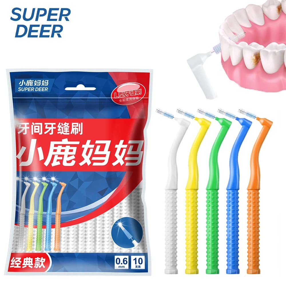10 PCS L-Shape Interdental Brush Wire Orthodontic Interdental Brush Orthodontic Toothbrush Soft Bristle Oral Care
