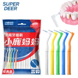 10 PCS L-Shape Interdental Brush Wire Orthodontic Interdental Brush Orthodontic Toothbrush Soft Bristle Oral Care