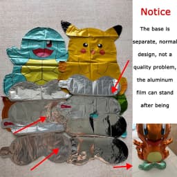 4Pcs Standing Balloon Cartoon Pikachu Squirtle Bulbasaur Figure Foil Balloon Decoration Supplies Kids Birthday Party Gifts