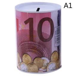 Tinplate Cylinder Piggy Bank Euro Dollar Picture Box Household Saving Money Box Home Decoration Money Boxes