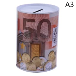 Tinplate Cylinder Piggy Bank Euro Dollar Picture Box Household Saving Money Box Home Decoration Money Boxes