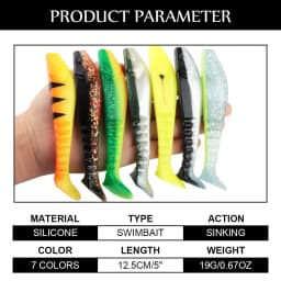 Spinpoler 5" Soft Swimbait Minnow Shad Fishing Lure Paddle Tail Silicon Artificial Jigging Wobbler Jerkbaits Pike Bass 2pcs/Pack