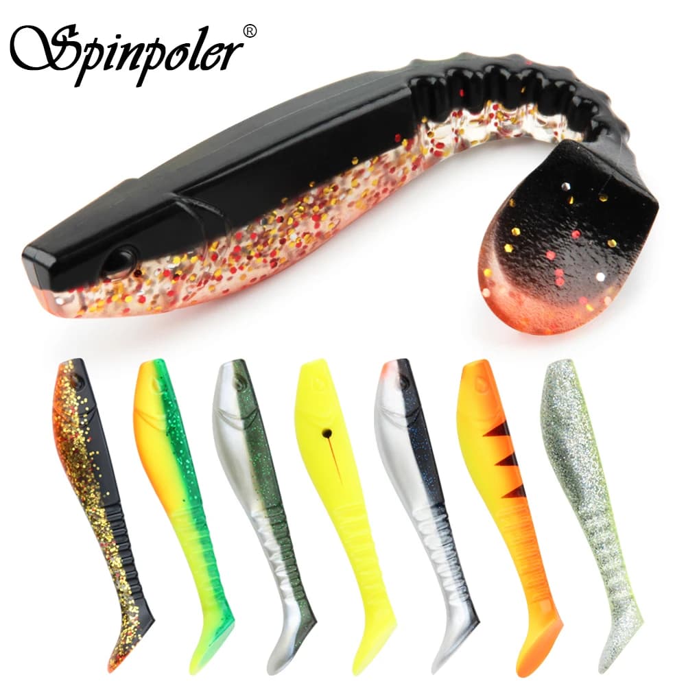 Spinpoler 5" Soft Swimbait Minnow Shad Fishing Lure Paddle Tail Silicon Artificial Jigging Wobbler Jerkbaits Pike Bass 2pcs/Pack