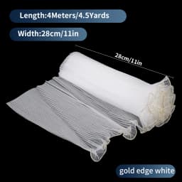 White Floral Packaging for Bouquets Including Decorative Mesh Wrapping Paper, Pearl-Edged Wrapping Paper, Wrinkled Wave Mesh