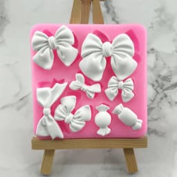 1 Piece, Bow Shaped Flip Candy Chocolate Silicone Mold, Baked Homemade Cake Decoration Accessories, Drip Glue Mold