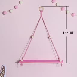 1/2-Tier Pink Hemp Rope Wooden Plant Flower Pot Tray Display Stand Storage Rack Wall Shelves Floating Wall Shelf Home Decoration