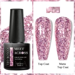 MEET ACROSS 7ml Pink Series Gel Nail Polish Glitter Colorful Summer Spring Semi-Permanent Nail Art Gel Varnish Nails Manicure