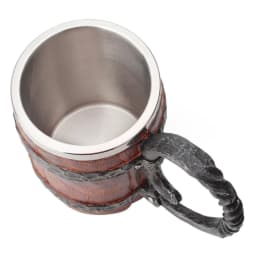 Viking Wood Style Beer Mug Simulation Wooden Barrel Beer Cup Double Wall Drinking Mug Metal Insulated 1PCS Bar Drinking кружка