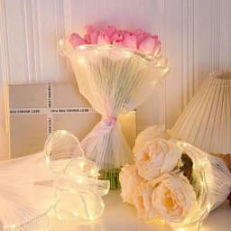 LED Flower Wrapping Paper With Lights Lace Mesh Wave Yarn Florist Bouquet Packaging Decoration Wedding Birthday Valentines Gifts